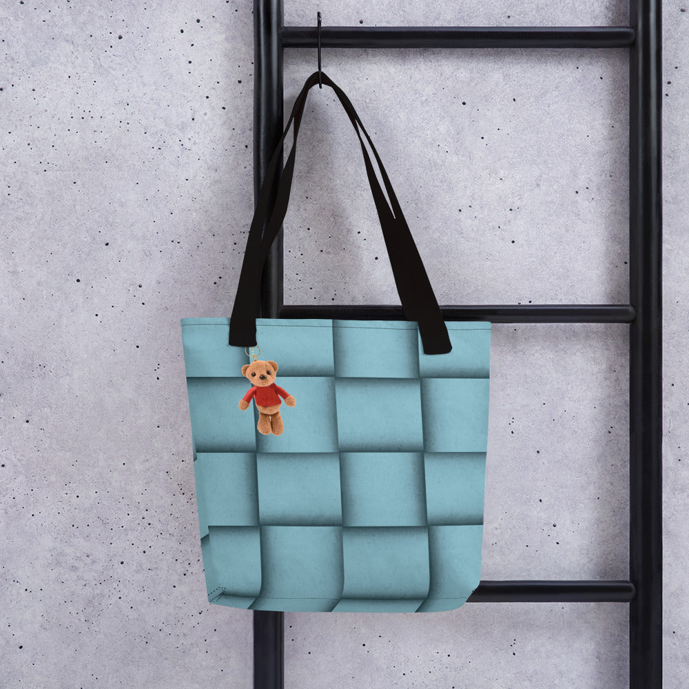 High End Printed Baby Blue Tote Bag with Teddy bear.Pre-order.