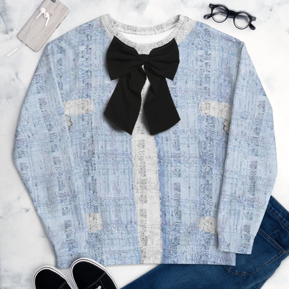 Unique Blue Jacket Design with a Printed Black Bow S-En Vogue.Pre-order.